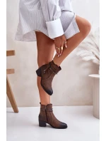 Botki Damskie Na Słupku Ocieplane Brązowe Lobina Botki Damskie Na Słupku Ocieplane Brązowe Lobina