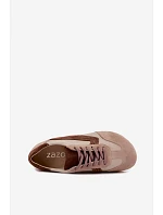 Dámske kožené semišové barefoot tenisky Zazoo N1400 v béžovej farbe