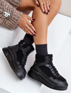 Dámske tenisky na platforme z jahňacej kože Lee Cooper Black