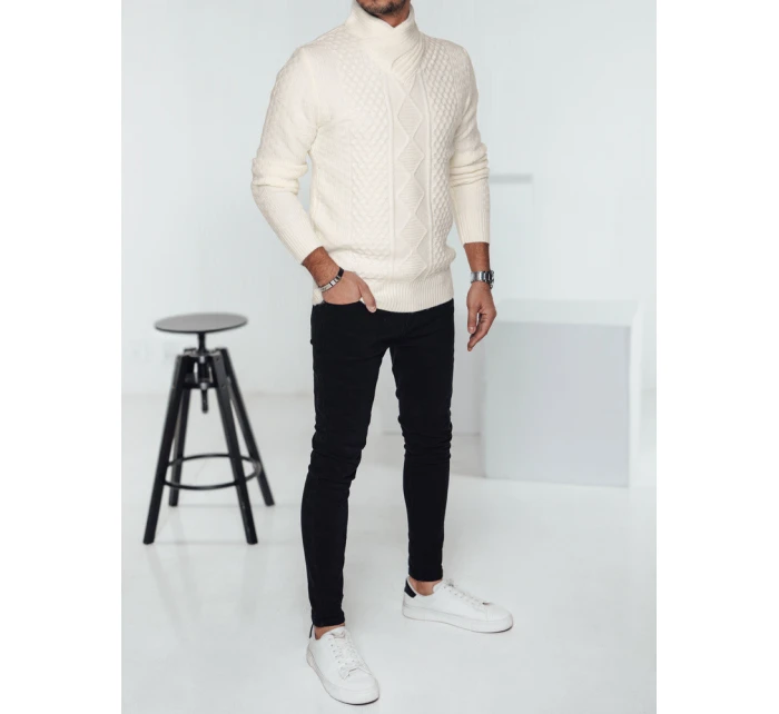 Pánsky biely sveter FashionStreet WX2254 Pánsky biely sveter FashionStreet WX2254