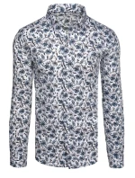 Pánska kvetinová biela košeľa FashionStreet DX2668