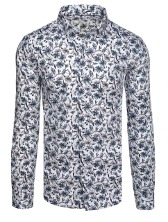 Pánska kvetinová biela košeľa FashionStreet DX2668