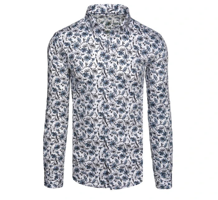 Pánska kvetinová biela košeľa FashionStreet DX2668