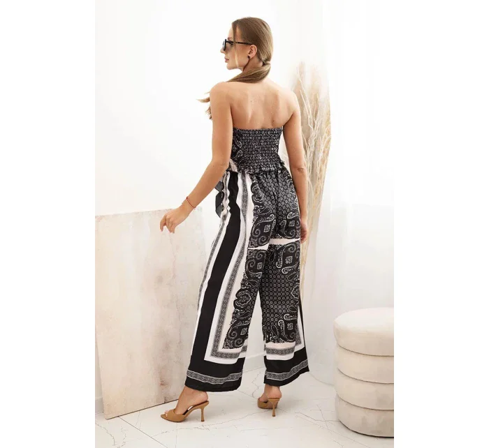 Dámska súprava so širokými nohavicami a vrchným dielom čierna Dámska súprava so širokými nohavicami a vrchným dielom čierna