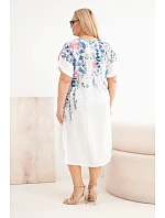 Dámské viskózové šaty Plus Size s krátkým rukávem a rozparky po model 22092328 bílá - K-Fashion