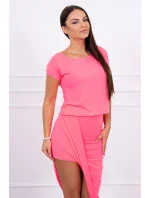 Asymetrické šaty ružové neónové