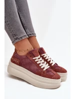 Zamszowe Sneakersy Na Masywnej Platformie Zazoo N1270S3 Fioletowe