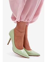 Klasické lakované lodičky z imitace kůže Zelené model 22092155 - Boto