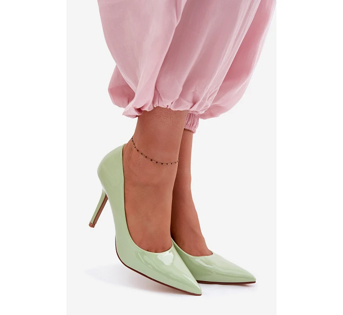 Klasické lakované lodičky z imitace kůže Zelené model 22092155 - Boto