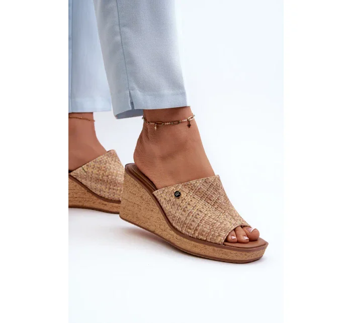 Dámske papuče Sergio Leone na klinoch Beige