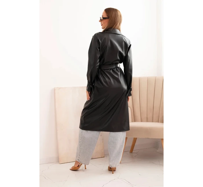 Dámský kabát z eko kůže  Černá model 21361742 - Kesi