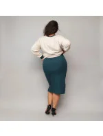 Béžovo-tmavozelené šaty s pletenou blúzkou (682)