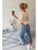 Blúzka s buff rukávmi púdrovo ružová