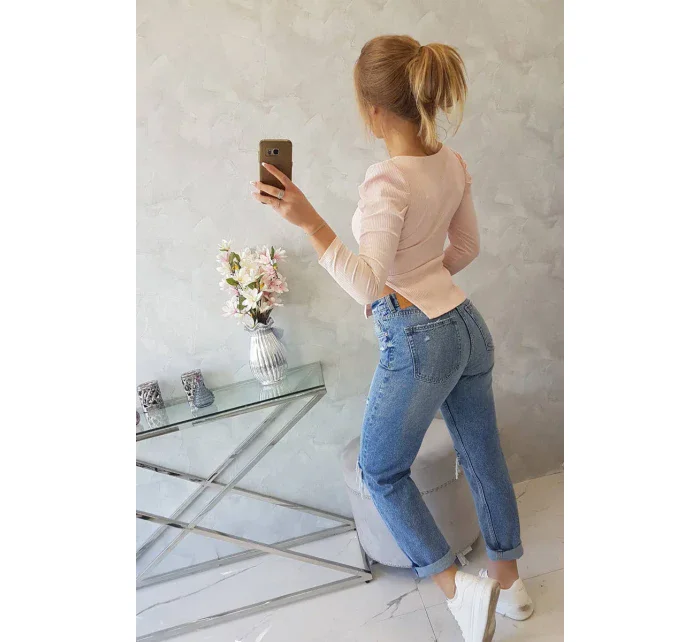 Blúzka s buff rukávmi púdrovo ružová