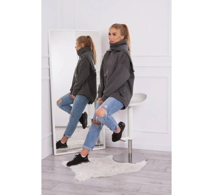 Zateplená mikina se zipem na zádech grafitová