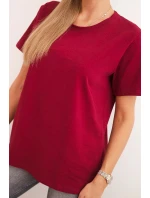 Dámská bavlněná blůza model 21308405 střihu bordová - K-Fashion Dámská bavlněná blůza model 21308405 střihu bordová - K-Fashion