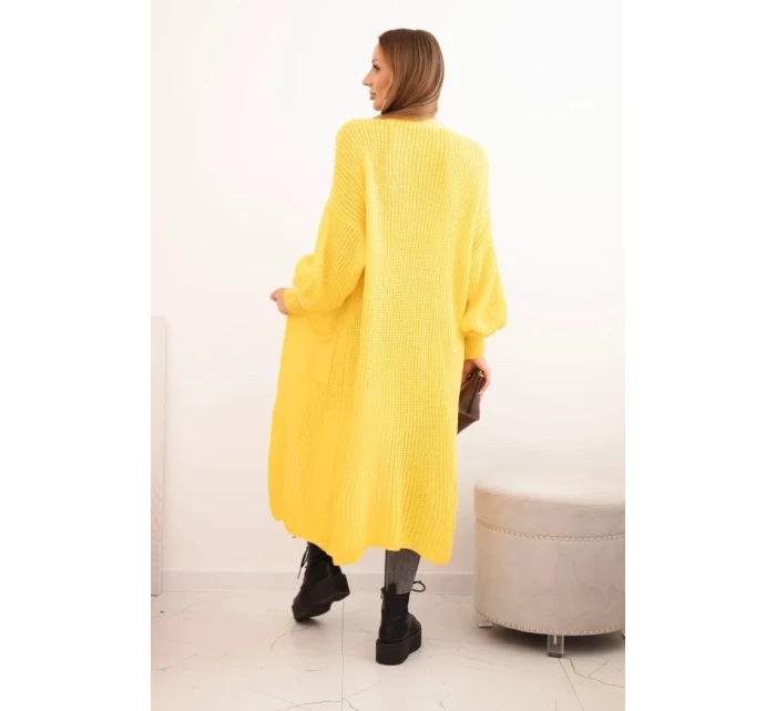 Svetr dlouhý kardigan tmavě žlutý
