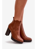 Botki Damskie Ocieplane Na Wysokim Słupku Zapinane Na Zamek Camel Bioria Botki Damskie Ocieplane Na Wysokim Słupku Zapinane Na Zamek Camel Bioria