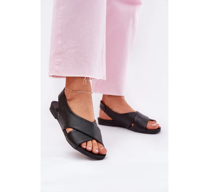 Zazoo 40407 Sandały Skórzane Damskie Czarne