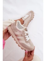 Kožené dámské tenisky na platformě model 22013931 Béžové - S.Barski Kožené dámské tenisky na platformě model 22013931 Béžové - S.Barski