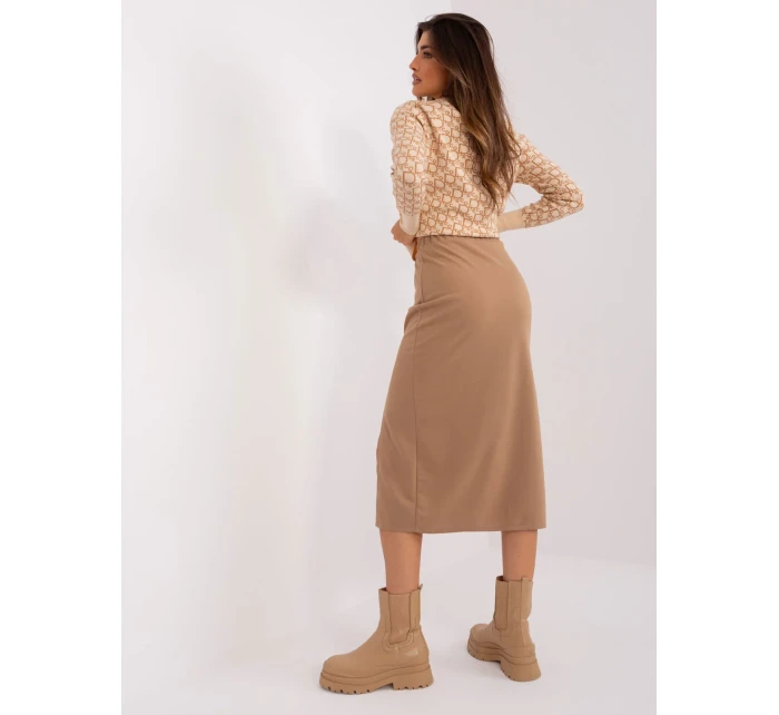 Spódnica LK SD model 18997395 camelowy - FPrice Spódnica LK SD model 18997395 camelowy - FPrice