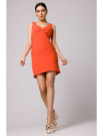 K159 Mini šaty bez ramienok - koralové