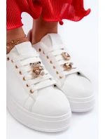 Dámske tenisky na platforme s medvedíkom, biele Moanda Dámske tenisky na platforme s medvedíkom, biele Moanda
