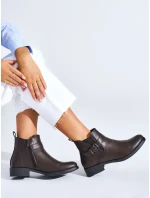 Trendy kotníčkové boty dámské hnědé na plochém podpatku Trendy kotníčkové boty dámské hnědé na plochém podpatku