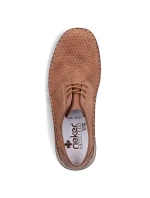 Pánské kožené polobotky M model 22008944 hnědé s ažurovým vzorem - Rieker Pánské kožené polobotky M model 22008944 hnědé s ažurovým vzorem - Rieker