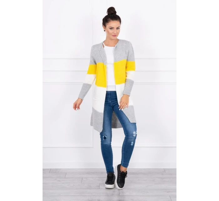 Šedý+žltý pruhovaný sveter