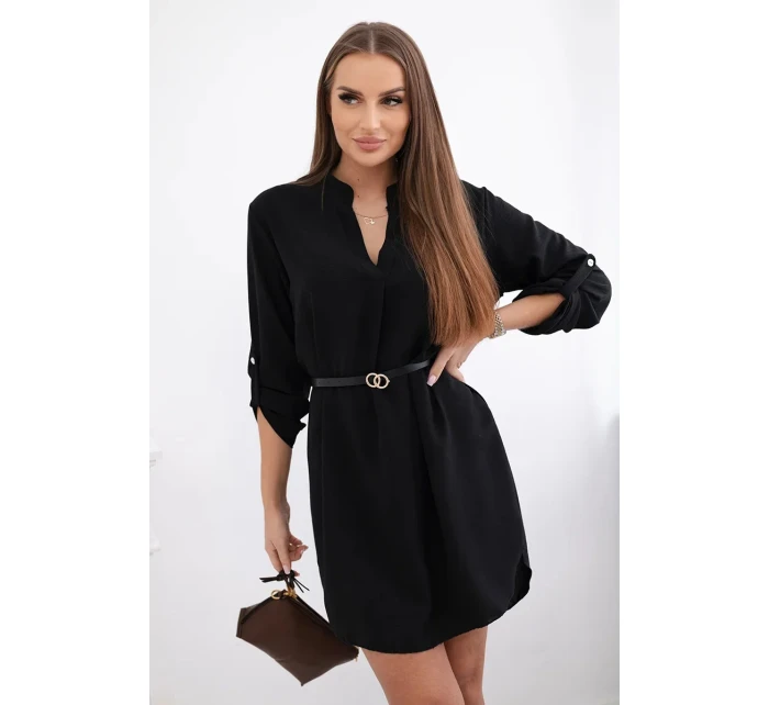 Šaty s delšími zády a pásem černý