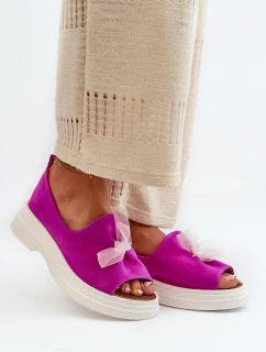 model 21665487 Semišové Dámské Sandály S Mašlí Fuchsie - Zazoo