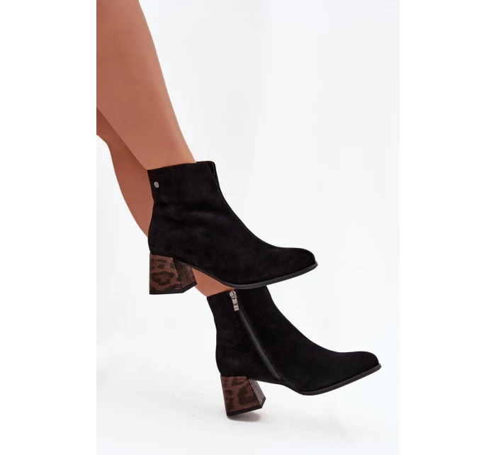 Kožené semišové dámské na podpatku  Černé model 21714671 - Maciejka