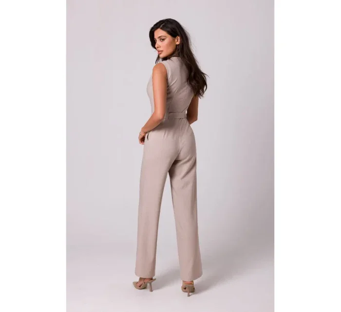 B256 Kombinéza bez rukávov s vreckami - béžová B256 Kombinéza bez rukávov s vreckami - béžová