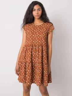 Dámske šaty D50051Z30268 001 Hnedé s kvetmi - FPrice