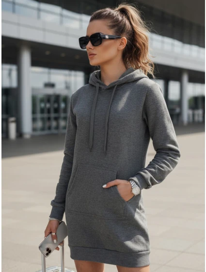 Dámská dlouhá mikina oversize tmavě šedá Dstreet model 21964040 - FashionStreet Dámská dlouhá mikina oversize tmavě šedá Dstreet model 21964040 - FashionStreet