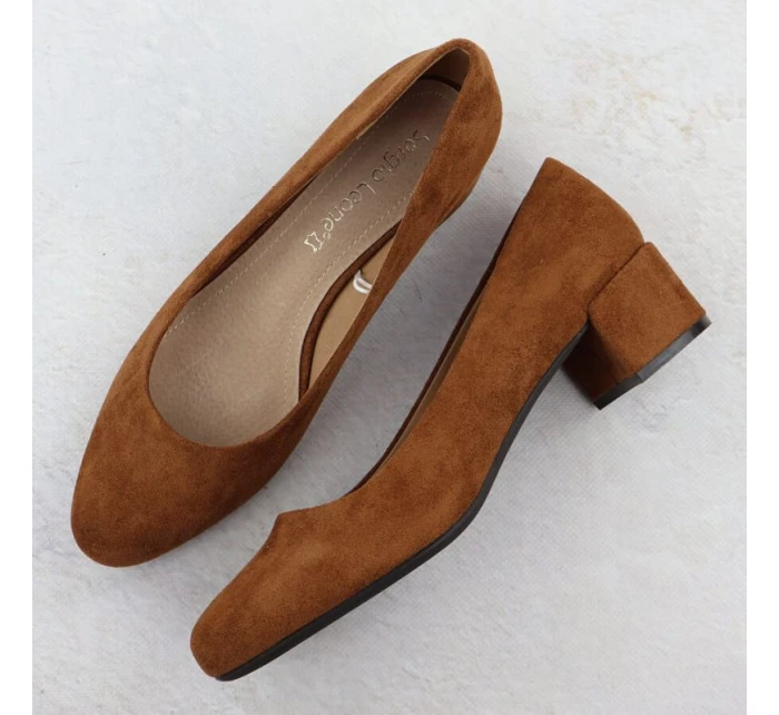 Camel semišové lodičky na klinoch Sergio Leone PB291