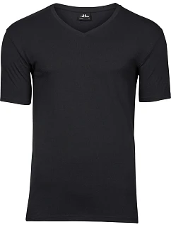 Tee Jays TJ 401 Pánske elastické tričko s výstrihom do V 18.0401 čierne