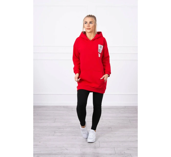 Mikina s kapucňou a nášivkami červená