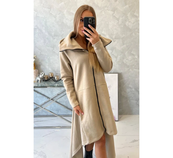 Zateplené šaty s dlhšími bokmi svetlo béžovej Zateplené šaty s dlhšími bokmi svetlo béžovej