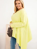 Dámska bavlnená tunika v nadmernej veľkosti s asymetrickým lemom Bright Pistachio