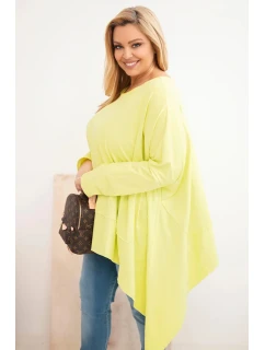 Dámska bavlnená tunika v nadmernej veľkosti s asymetrickým lemom Bright Pistachio