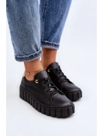 Dámská kožená polobotka na tlusté  černá model 21646240 - Zazoo