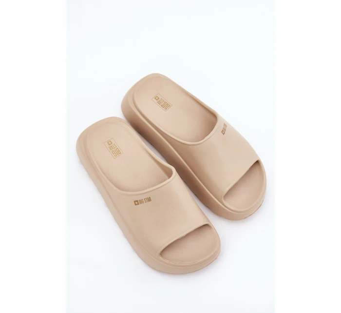 Piankowe Klapki Damskie Na Platformie Big Star RR274A569 Beżowe