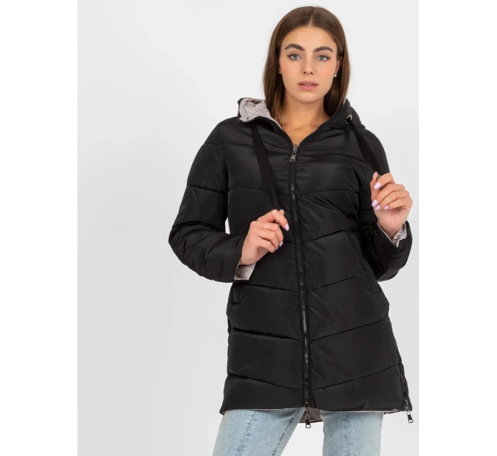 Dámska bunda NM KR L22 9872 .93 čierna a béžová Dámska bunda NM KR L22 9872 .93 čierna a béžová