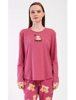 Dámske dlhé pyžamo Ružový medveď