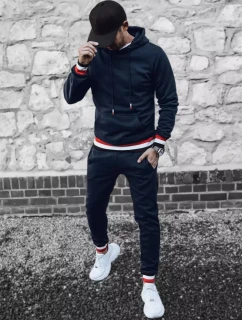 Pánske tmavomodré tepláky FashionStreet AX0664