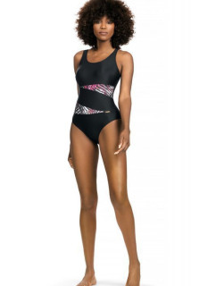 Dámske jednodielne plavky S36W19F Fashion šport čierna-ružová - Self