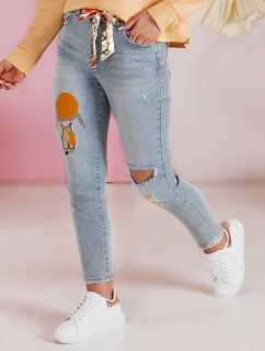 Dámske džínsové nohavice slim fit s opaskom GIRLHOOD modré FashionStreet UY2484