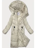 Dámska zimná bunda v ecru farbe s kapucňou Glakate (LU-24246#) Dámska zimná bunda v ecru farbe s kapucňou Glakate (LU-24246#)